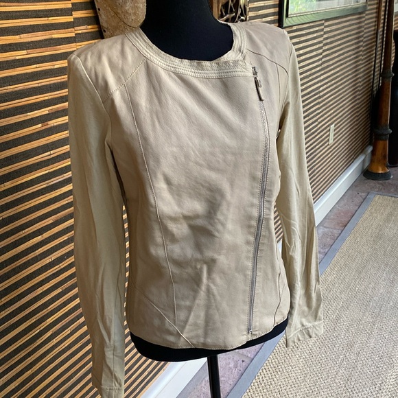 Trussardi Jeans lightweight zip leather jacket with cotton sleeves - Picture 1 of 8